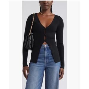 Open Edit Luxe Sculpt Cardigan in Black Size S